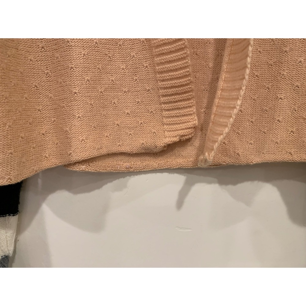 Colorblock‎ Cropped Cardigan White Black Peach Pointelle Knit Open soft girl - Picture 4 of 7